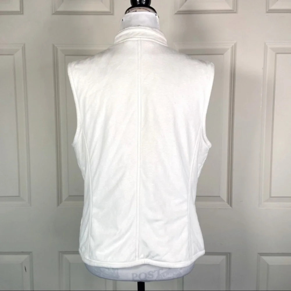 Evan Picone Zip Up Fleece Ivory Vest - Picture 7 of 10